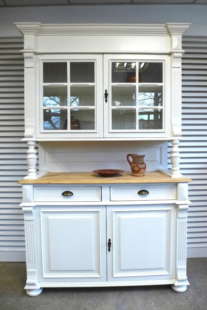 Prachtige witte landelijke buffetkast, Ophalen, 100 tot 150 cm, 200 cm of meer, Met lade(s)
