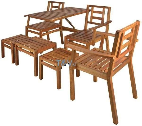 Houten bank - chitchat meubel - 5 delige tuinset balkonset, Tuin en Terras, Ophalen, 5 zitplaatsen, Hardhout, Nieuw