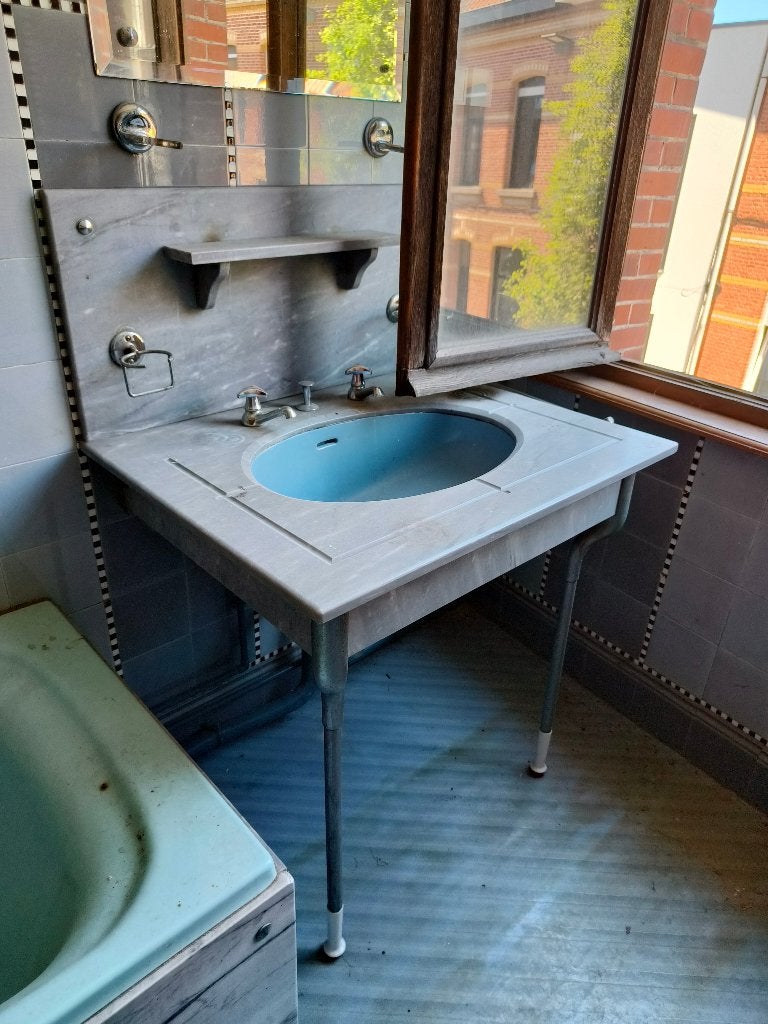 Vintage/retro wastafelmeubel/lavabo in natuursteen, Ophalen, Huis en Inrichting