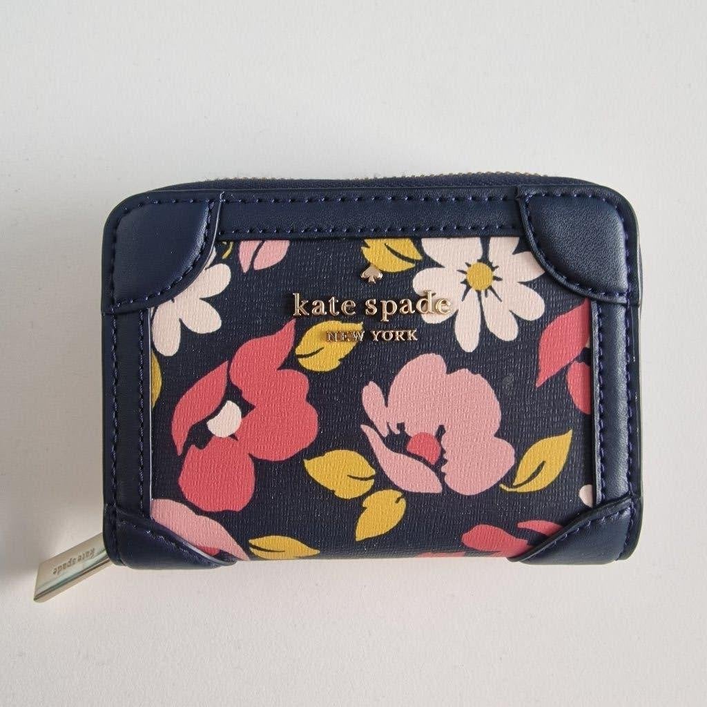 Portemonnee Kate Spade blauw bloemen, Enlèvement ou Envoi, Comme neuf, Bleu