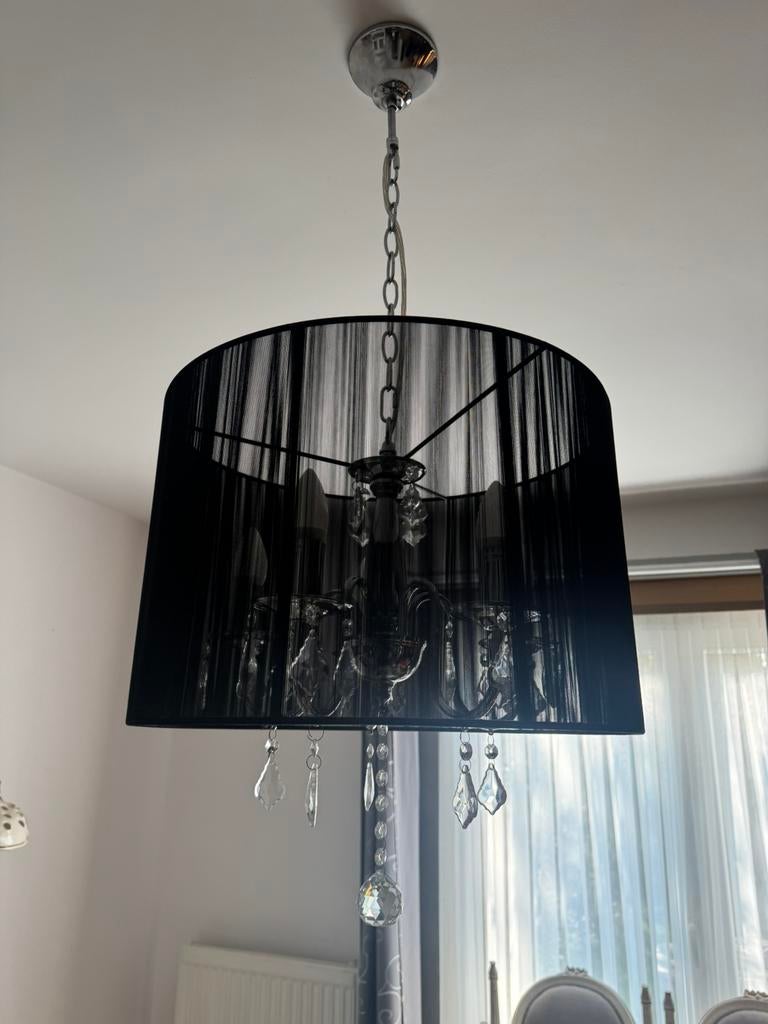 Luster zwart, Huis en Inrichting, Lampen | Kroonluchters, Ophalen, Zo goed als nieuw