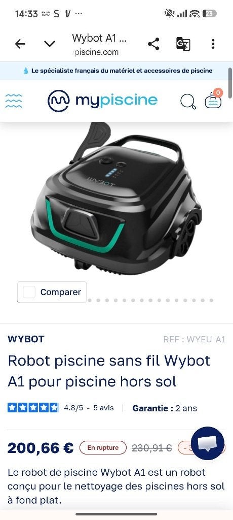 Robot piscine, Enlèvement, Neuf, Agent de nettoyage