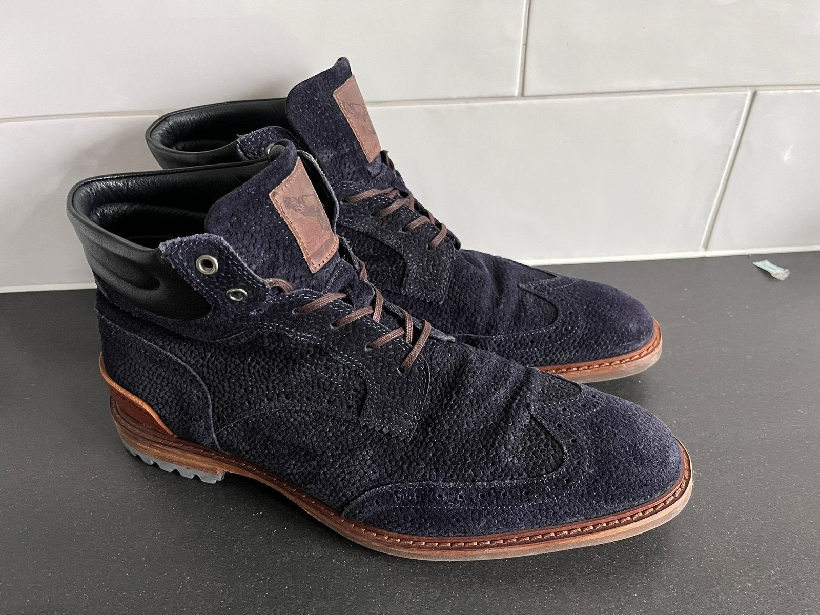 Floris van Bommel herenschoenen 9.5 / 43.5 H amper gedragen, Vêtements | Hommes, Bottes, Enlèvement ou Envoi, Comme neuf, Bleu