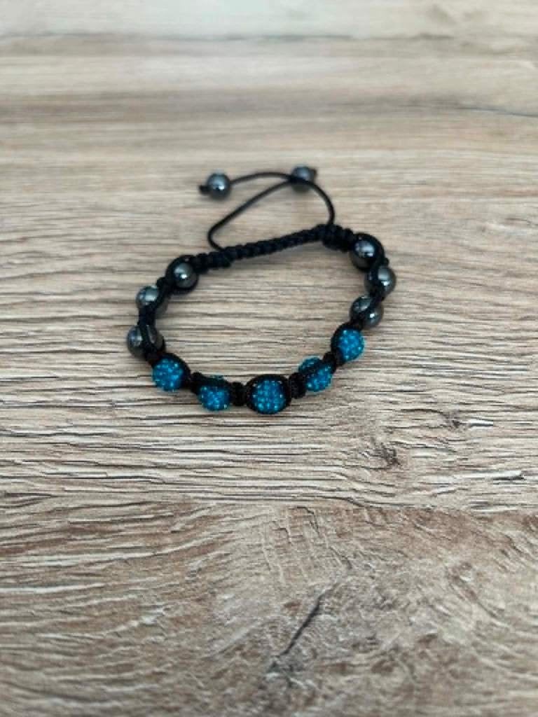 Bracelet Shamballa émeraude, Enlèvement, Comme neuf, Bleu, Autres matériaux