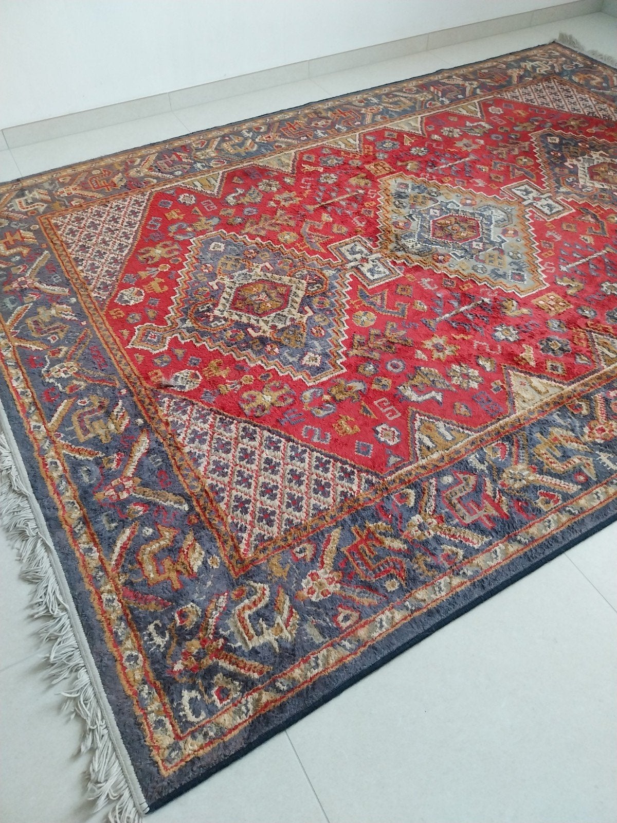 Groot vintage tapijt Isfahan Iran, Ophalen, Gebruikt, 150 tot 200 cm, 200 cm of meer