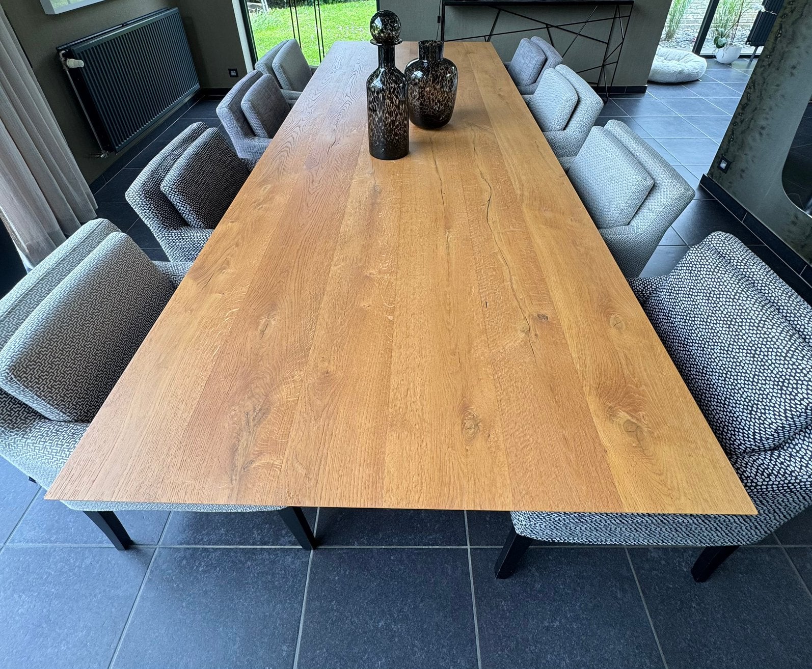 Table en bois massif chêne et chaises, Comme neuf, 100 à 150 cm, Chêne, Rectangulaire