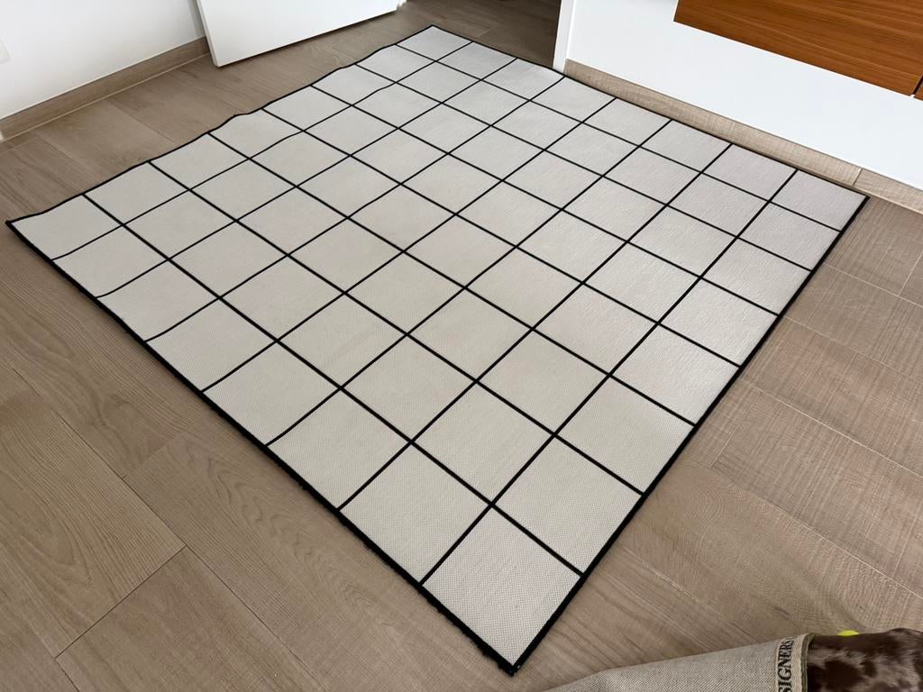 IKEA vloerkleed zwart-wit (geruit patroon), Ophalen, Zo goed als nieuw
