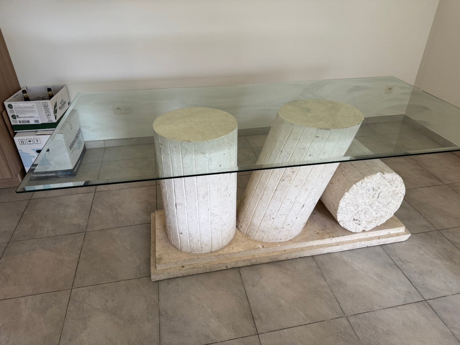 Grote eettafel in een unieke architectonische stijl, Ophalen, Gebruikt, 100 tot 150 cm, 200 cm of meer