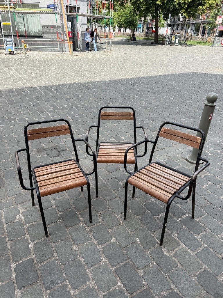 Horeca terrasstoelen van hout/metaal, Zakelijke goederen, Horeca | Meubilair en Inrichting, Ophalen, Gebruikt, Meubilair