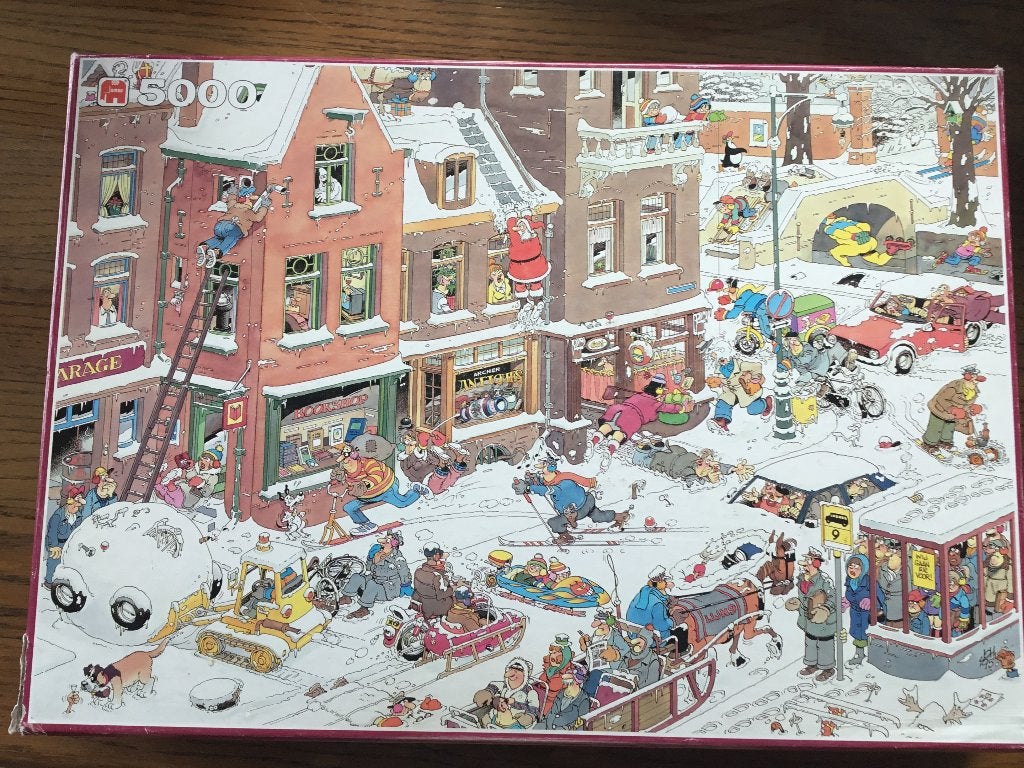 Puzzel Jumbo 5000 stukjes Jan Van Haasteren ijspret, Ophalen of Verzenden, 500 t/m 1500 stukjes, Gebruikt, Legpuzzel