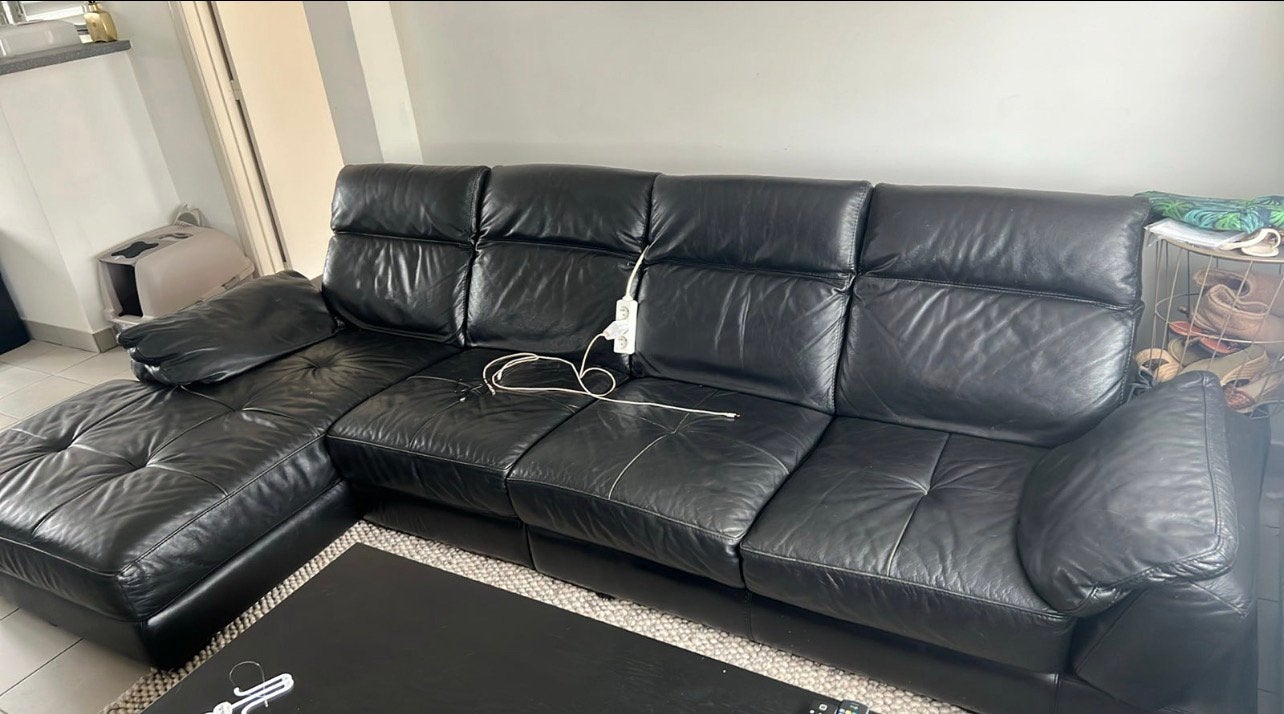 Hoekbank leder, Huis en Inrichting, Ophalen, Gebruikt, Hoekbank, 300 cm of meer