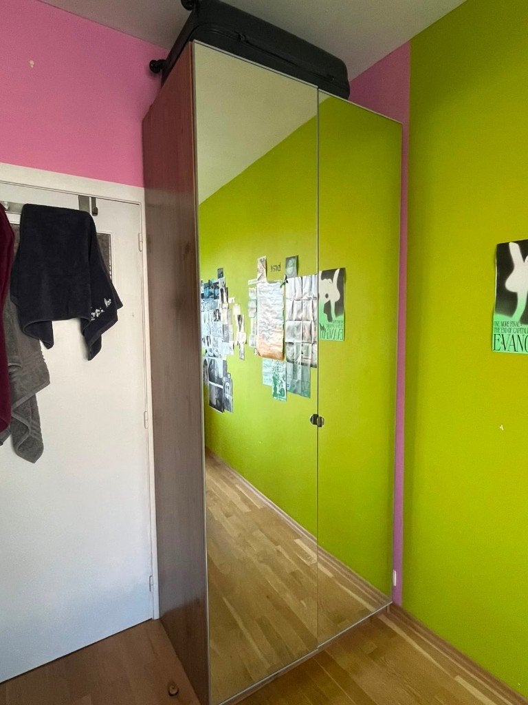 Armoire double portes en mirroir, Moins de 150 cm, Comme neuf, Enlèvement, 200 cm ou plus