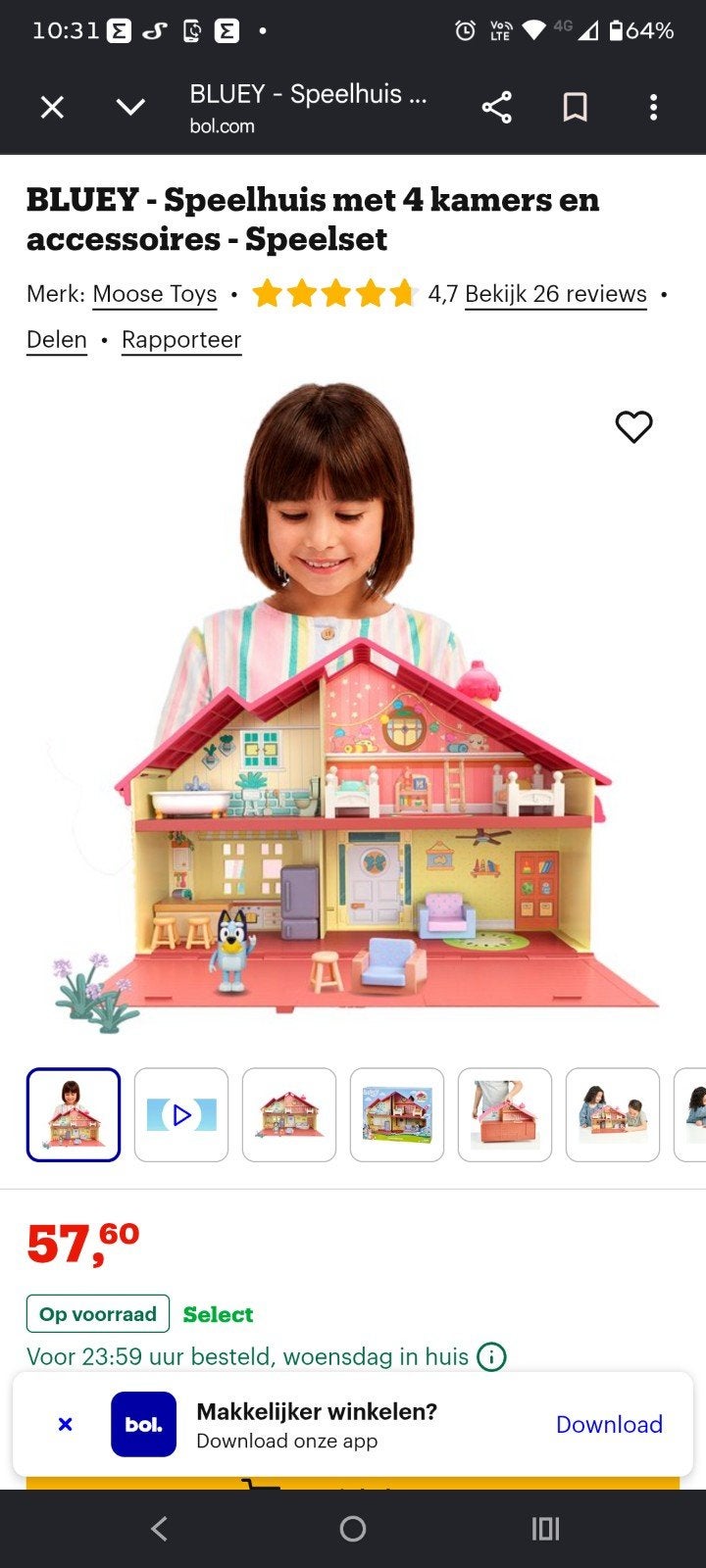 Bluey huis, Ophalen of Verzenden, Zo goed als nieuw, Poppenhuis