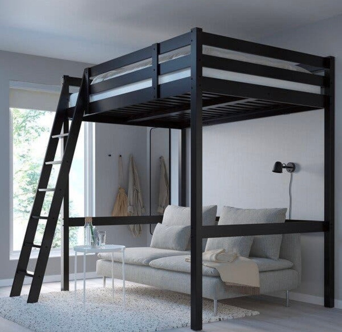 Lit mezzanine double kot étudiant (ikea stora), Enlèvement, Comme neuf, 140 cm, Lit mezzanine