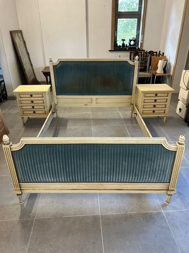 Antiek bed, met bijzettafels, spiegel, latoflex & matras, Antiek en Kunst, Ophalen