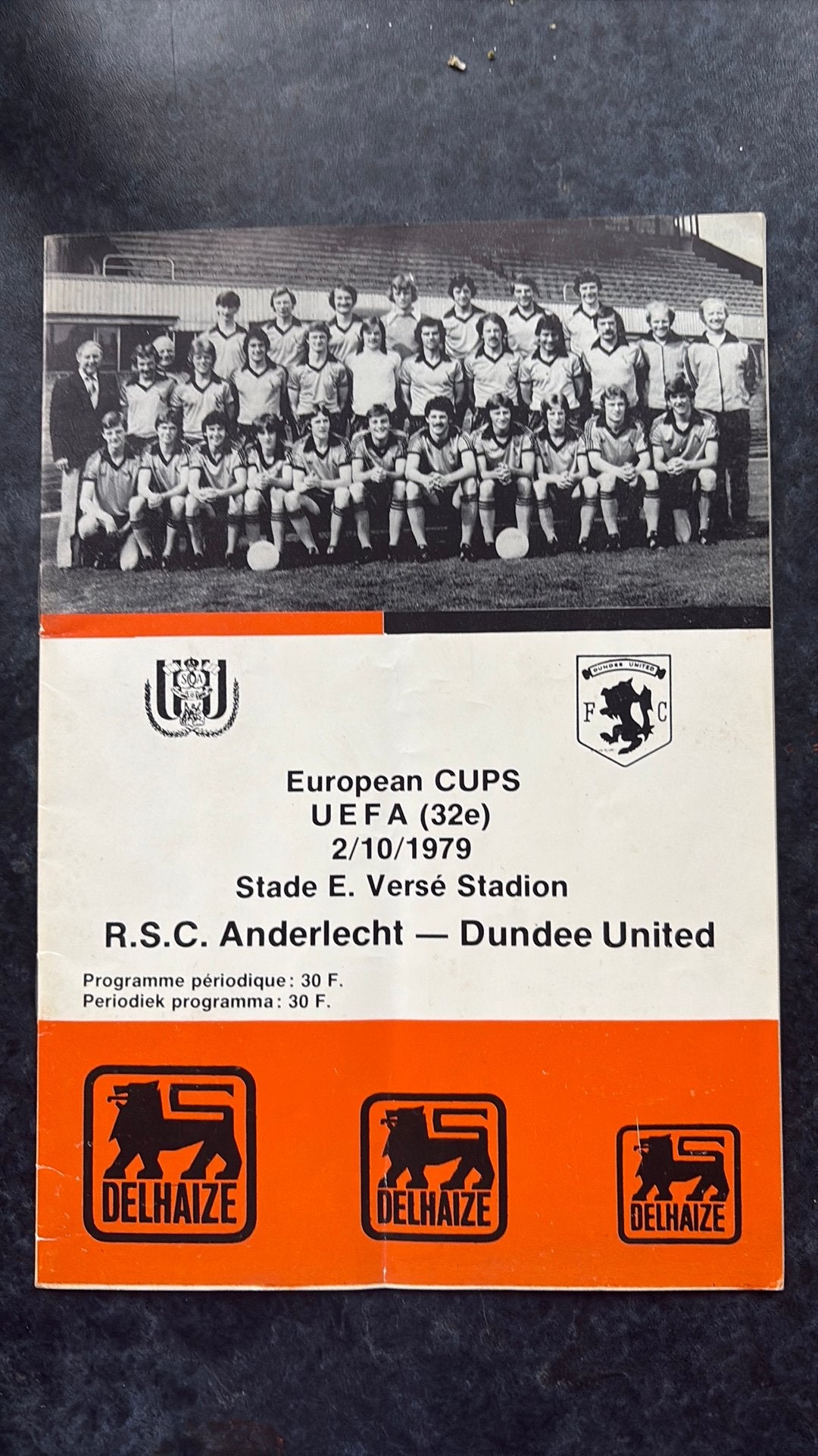 R.S.C. Anderlecht - Dundee United 1979, Ophalen of Verzenden, Gebruikt, Boek of Tijdschrift
