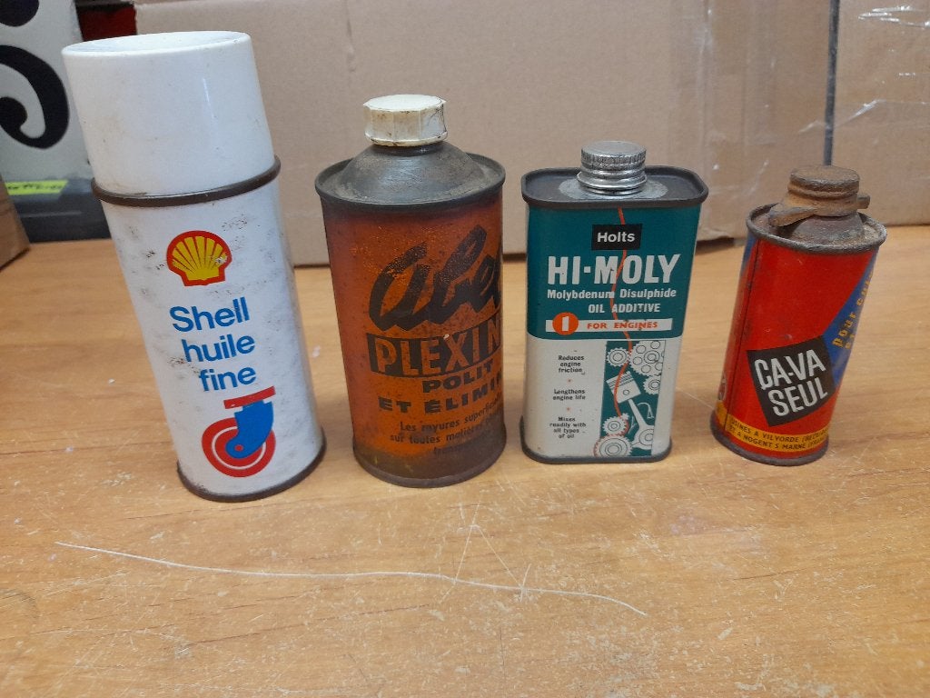 lot de 4 boites bidons shell abel holts, Collections, Marques & Objets publicitaires, Envoi, Utilisé, Autres types