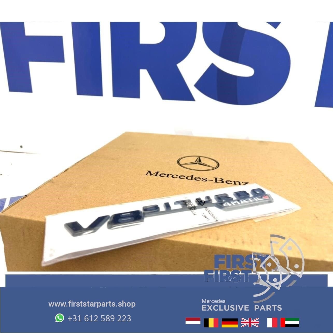 V8 BITURBO 4MATIC+ zijscherm EMBLEEM LOGO SET BADGE Mercedes, Utilisé, -, -, Enlèvement ou Envoi