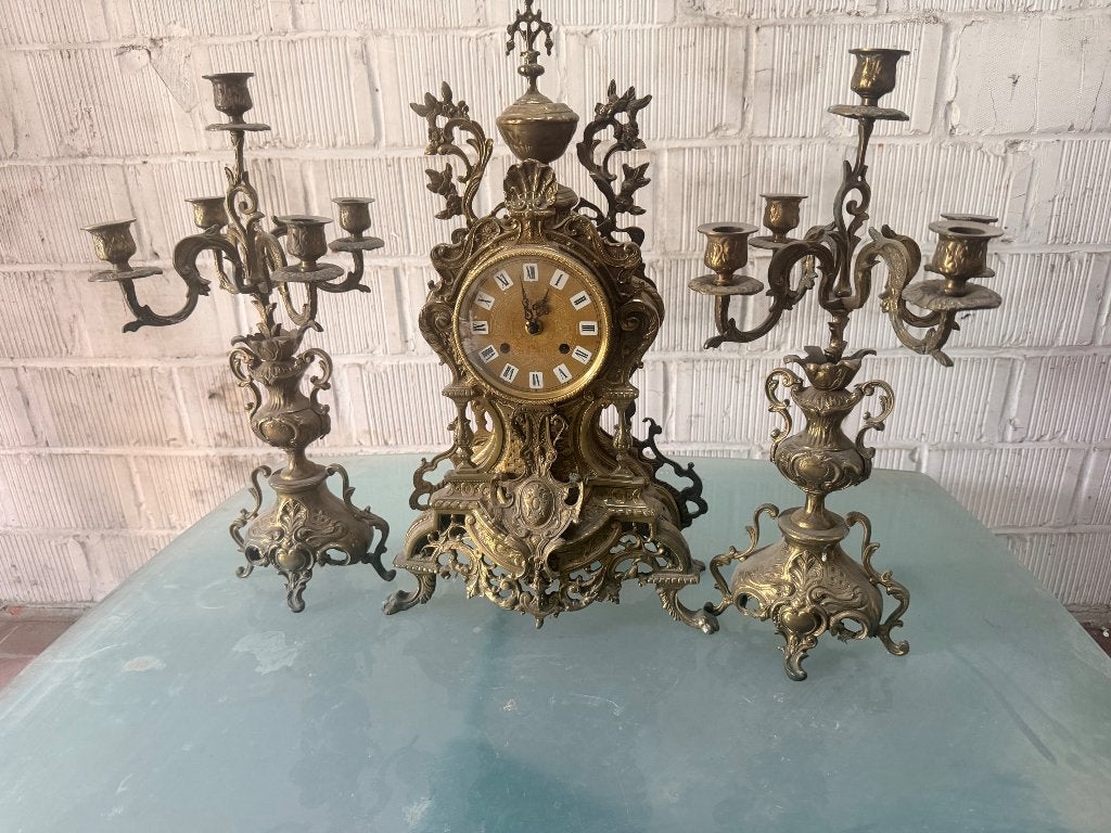 Klok met kandelaar, Antiek en Kunst, Curiosa en Brocante, Ophalen