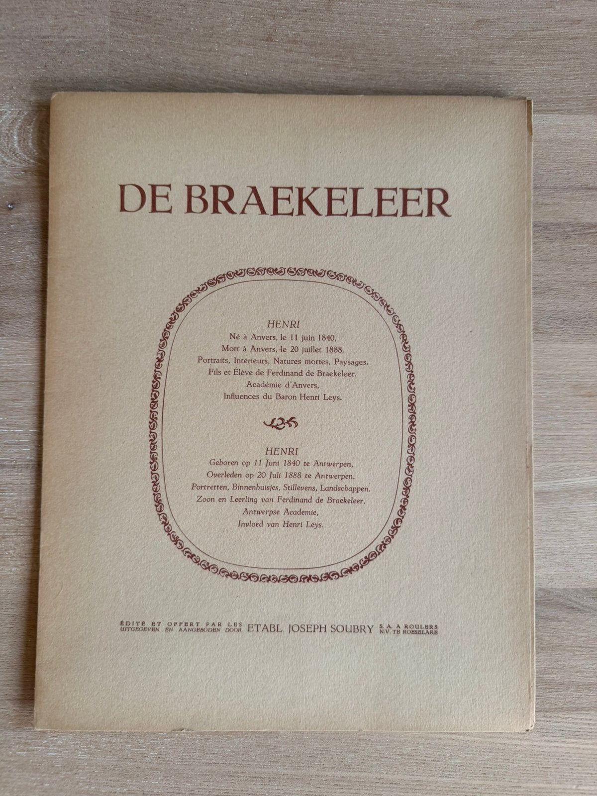 Pochette d'art vintage Henri De Braekeleer — 3 reproductions, Enlèvement, Vintage