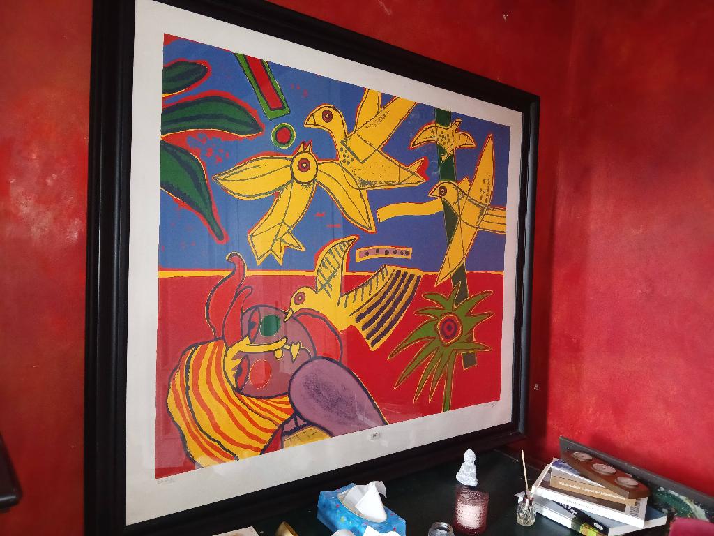 Vol d'oiseaux "Guillaume Corneille" 140/115cm, Antiquités & Art, Art | Peinture | Classique, Enlèvement