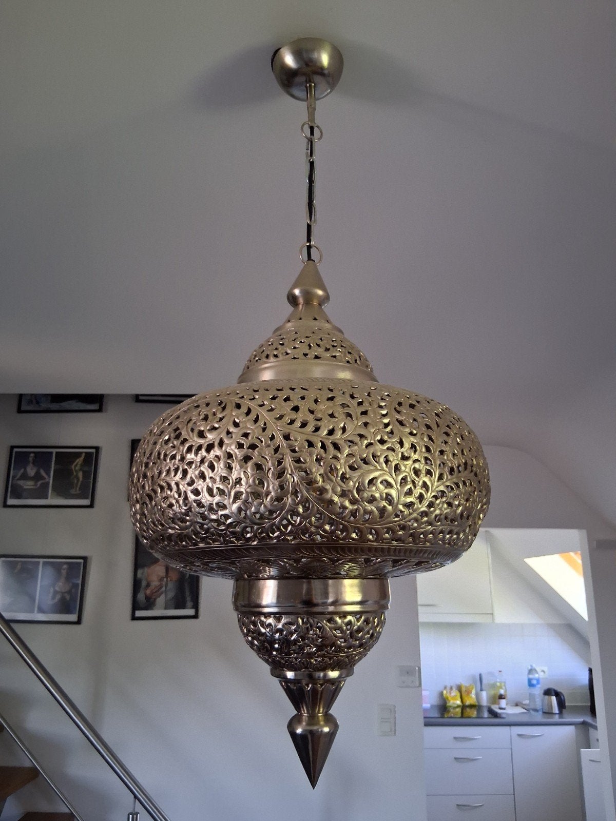 Marrokaanse luster, Huis en Inrichting, Lampen | Kroonluchters, Ophalen, Gebruikt, Metaal, E27 (groot)