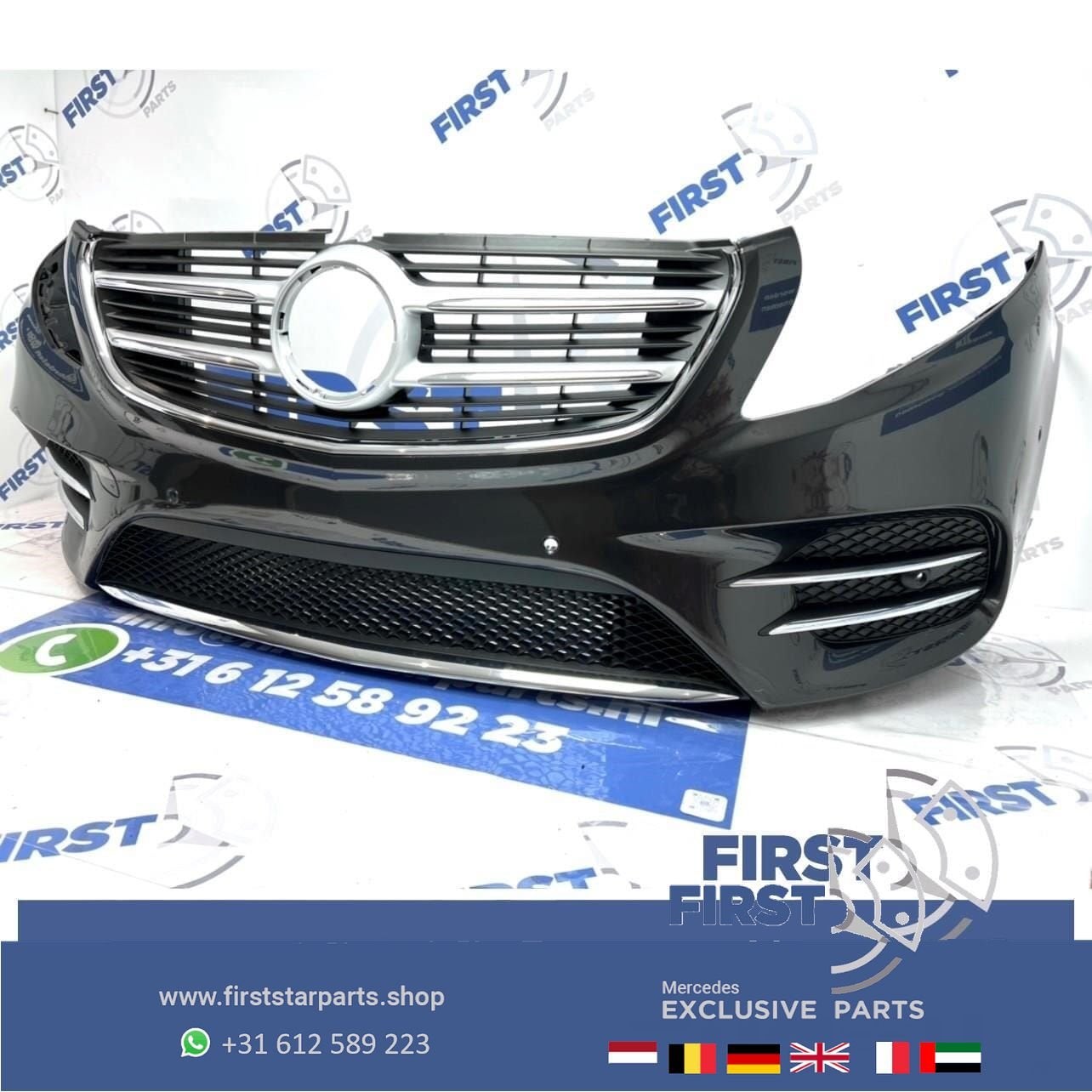 W447 VITO / V KLASSE AMG VOORBUMPER COMPLEET ZWART ORIGINEEL, Utilisé, -, Avant, -