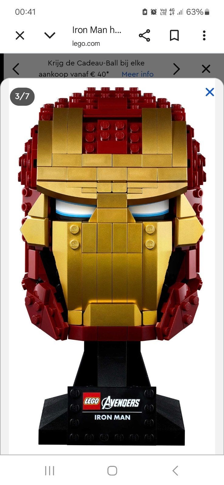lego iron man hoofd, Neuf, Enlèvement ou Envoi, Marvel, Lego