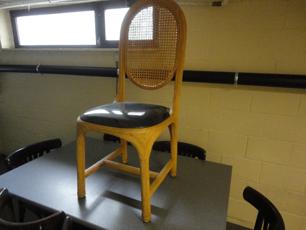 6 stoelen met hoge rugleuning rotan, Huis en Inrichting, Stoelen, Ophalen, Gebruikt, Bruin, Rotan - hogere prijsklasse