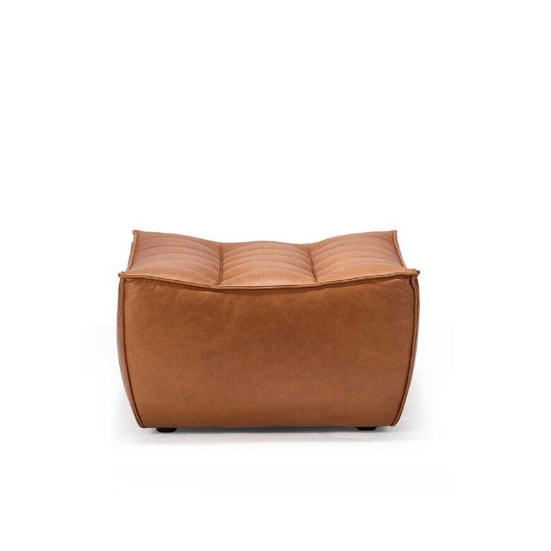 Ethnicraft N701 - pouf - cuir - vieille selle, Maison & Meubles, Enlèvement, Comme neuf, Cuir