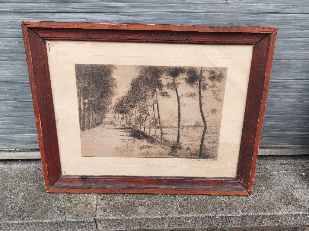 Gravure épreuve d artiste signe jos delfosse, Antiquités & Art, Enlèvement ou Envoi, Gravure