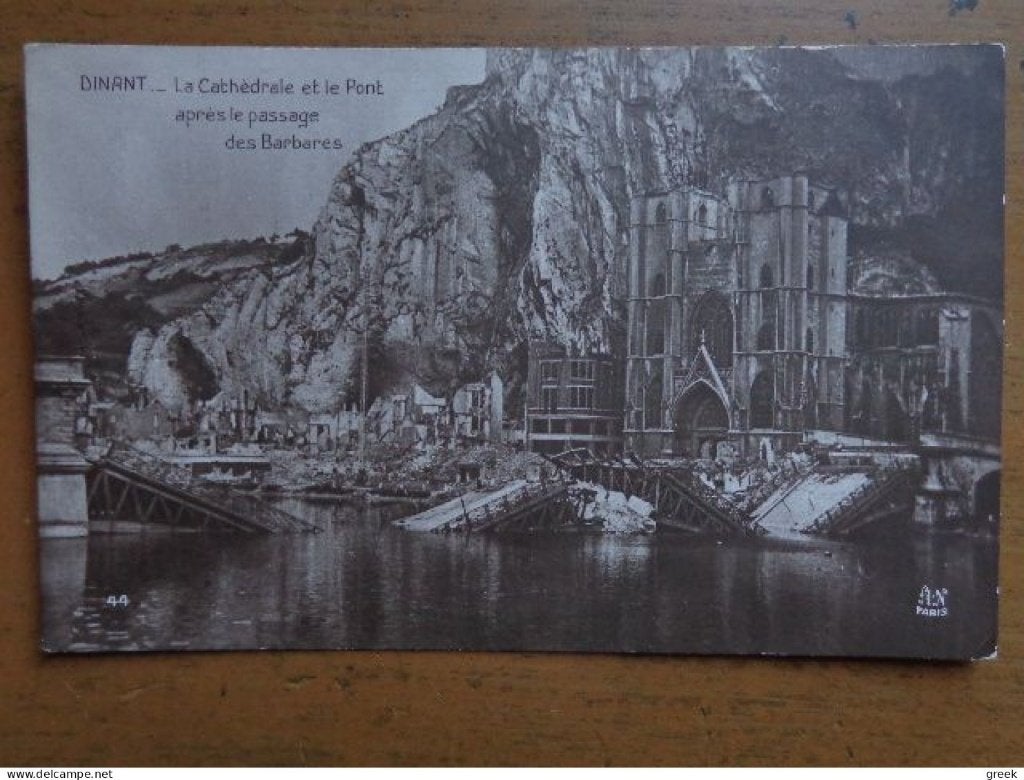 Pk Dinant, Cathédrale et pont après le passage des barbares, Collections, Enlèvement ou Envoi, Avant 1920, Affranchie, Namur