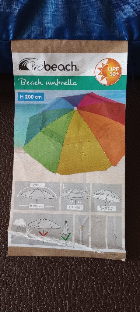 strandparaplu 220 cm, Jardin & Terrasse, Parasols, Neuf, Enlèvement ou Envoi, 1 à 2 mètres, Inclinable
