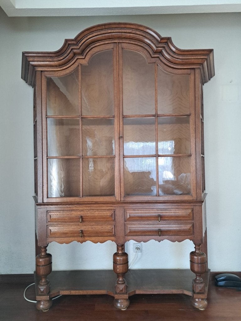 Glazen vitrinekast, Ophalen, Gebruikt, 100 tot 150 cm, 200 cm of meer