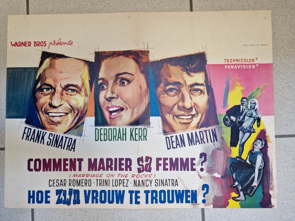 filmaffiche Dean Martin Marriage On The Rocks filmposter, Rechthoekig Liggend, Ophalen of Verzenden, Zo goed als nieuw, A1 t/m A3