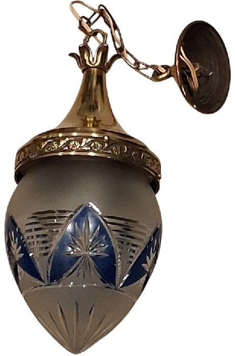 art nouveau hanglamp met messing en bronzen armatuur., Antiek en Kunst, Ophalen