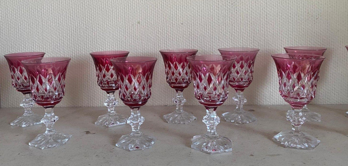 11 Val Saint Lambert kristallen wijnglazen, Antiek en Kunst, Ophalen