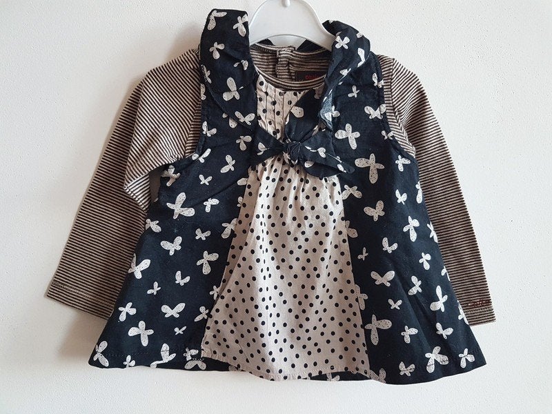 CATIMINI - Blouse lignes/papillons/pois - T.18 mois/80 cm, Enfants & Bébés, Catimini, Enlèvement ou Envoi, Utilisé, Chemisette ou Manches longues