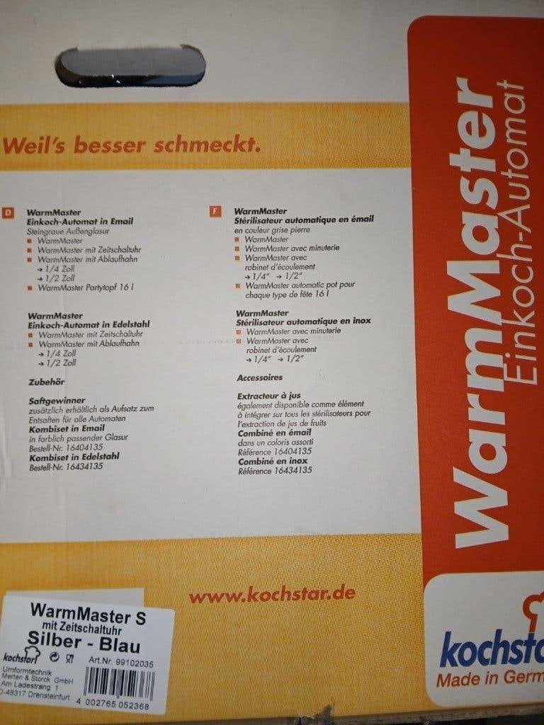 Kochstar WarmMaster inmaakautomaat (27L) – Nieuw in de doos, Ophalen, Overige typen, Kunststof, Nieuw