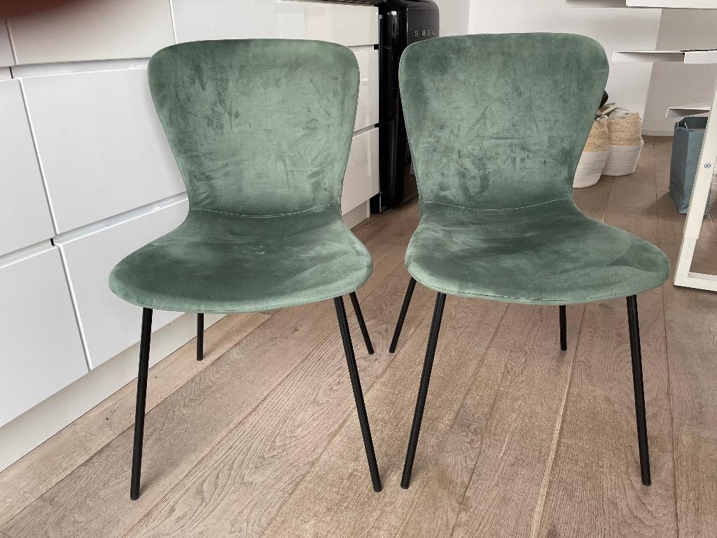 lichtgroene velvet stoelen, Ophalen, Overige materialen, Gebruikt, Twee