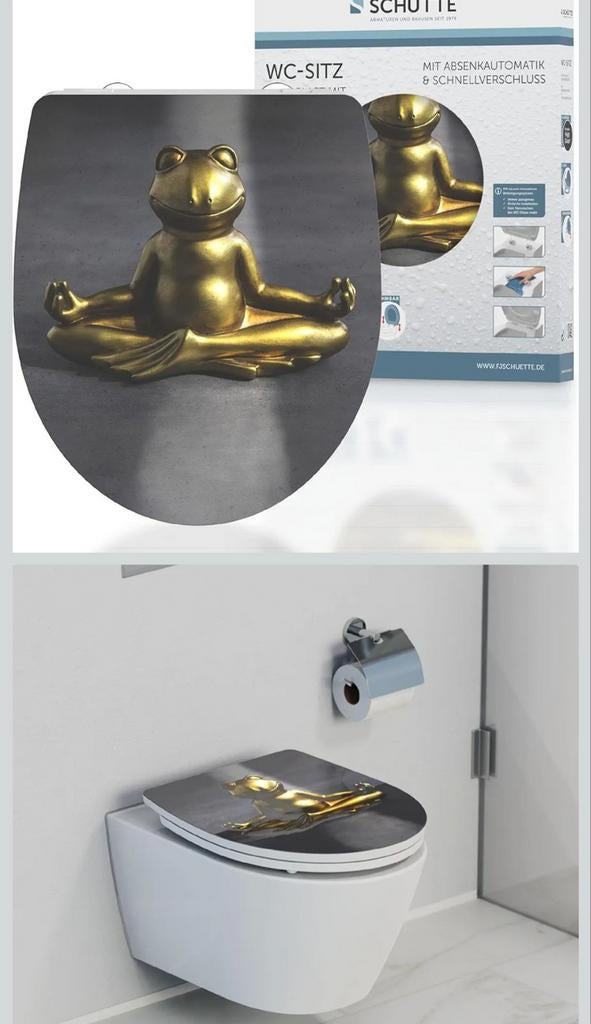 Abattant WC Duroplast – comme neuf - grenouille or, Enlèvement