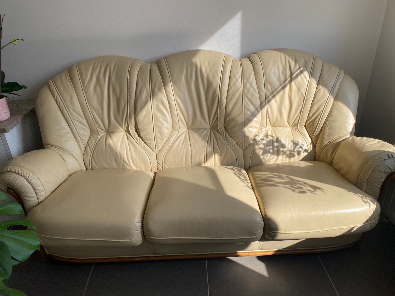 Zetel leder, Ophalen, 250 tot 300 cm, Gebruikt, Driepersoons