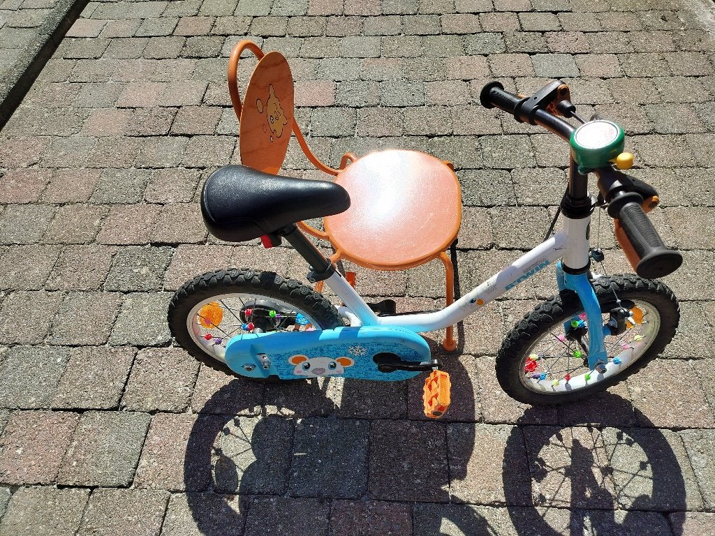 B'TWIN 14 inch 100 Arctic kinderfiets, Fietsen en Brommers, Ophalen, Zijwieltjes, Gebruikt, Velgrem