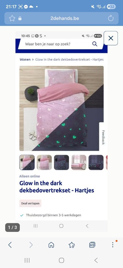 Dekbedovertrek glow in the dark 1 persoon mooie staat, Kinderen en Baby's, Ophalen, Dekbedovertrek