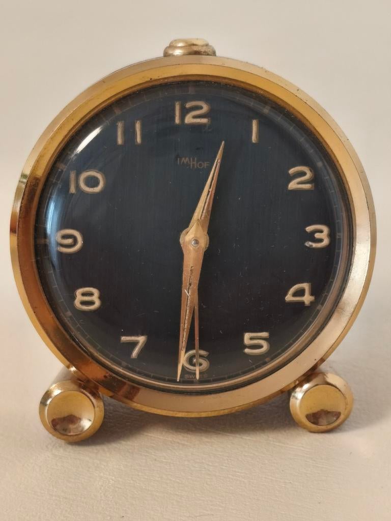 Imhof Zwitserse vintage mechanische wekker en genummerde ver, Verzenden