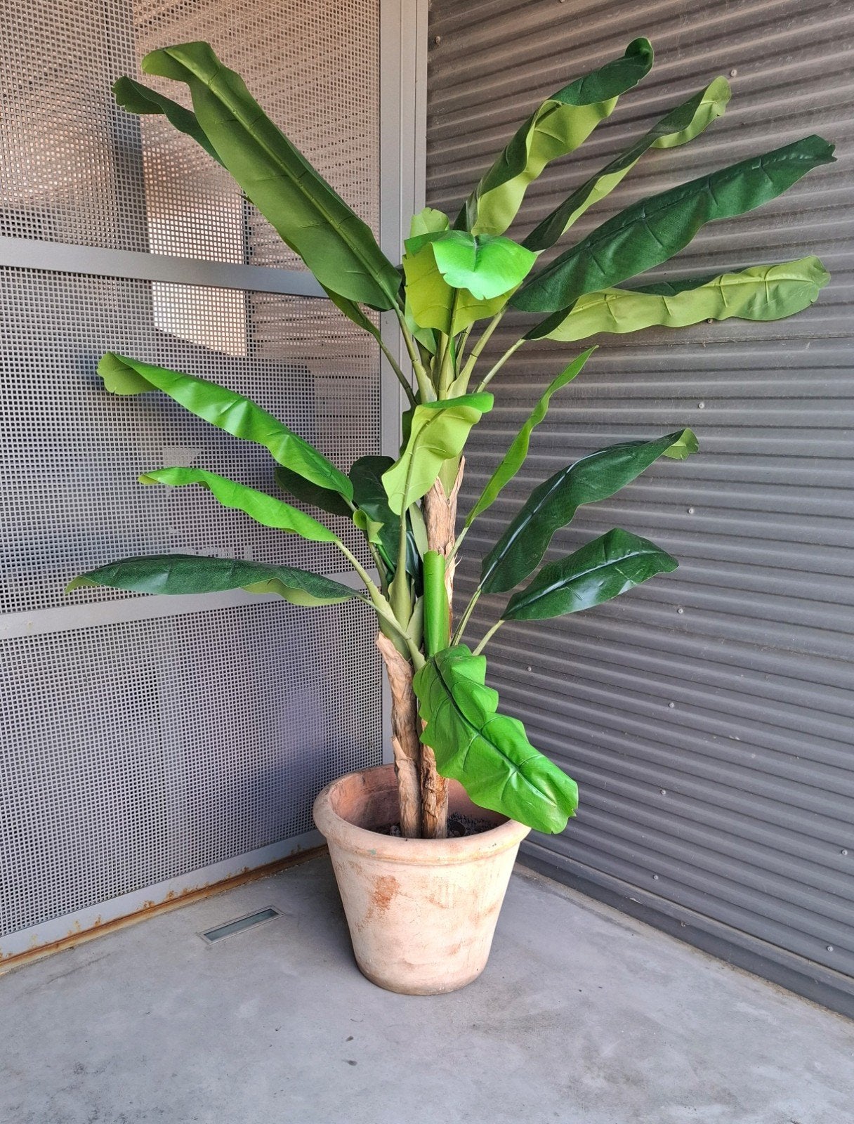 Plant de bananier (plastique) + pot en céramique, Plastique, Enlèvement