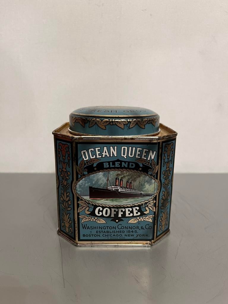 Vintage Ocean Queen Blend Koffieblik, Collections, Boîte en métal, Comme neuf, Enlèvement ou Envoi