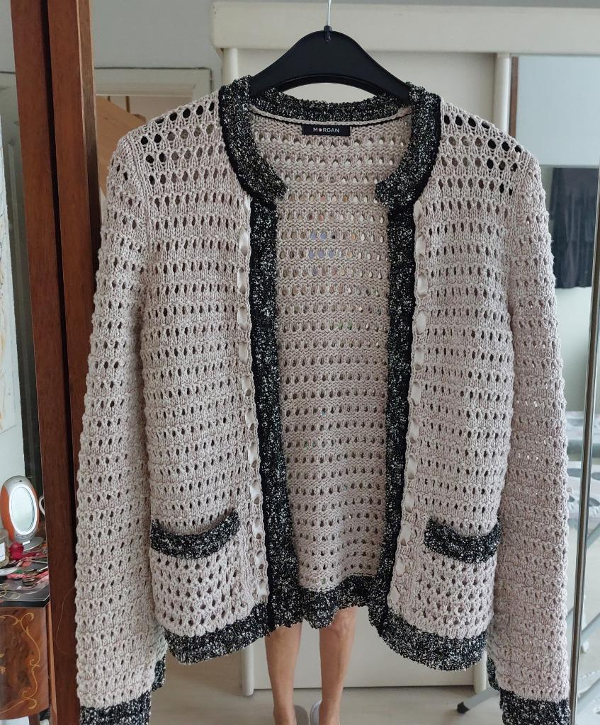 veste cardigan gilet Morgan beige bord noir, 2 poches, Vêtements | Femmes, Enlèvement ou Envoi, Noir