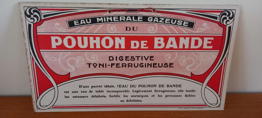 Ancienne publicité en carton Pouhon de Bande, Enlèvement ou Envoi, Utilisé