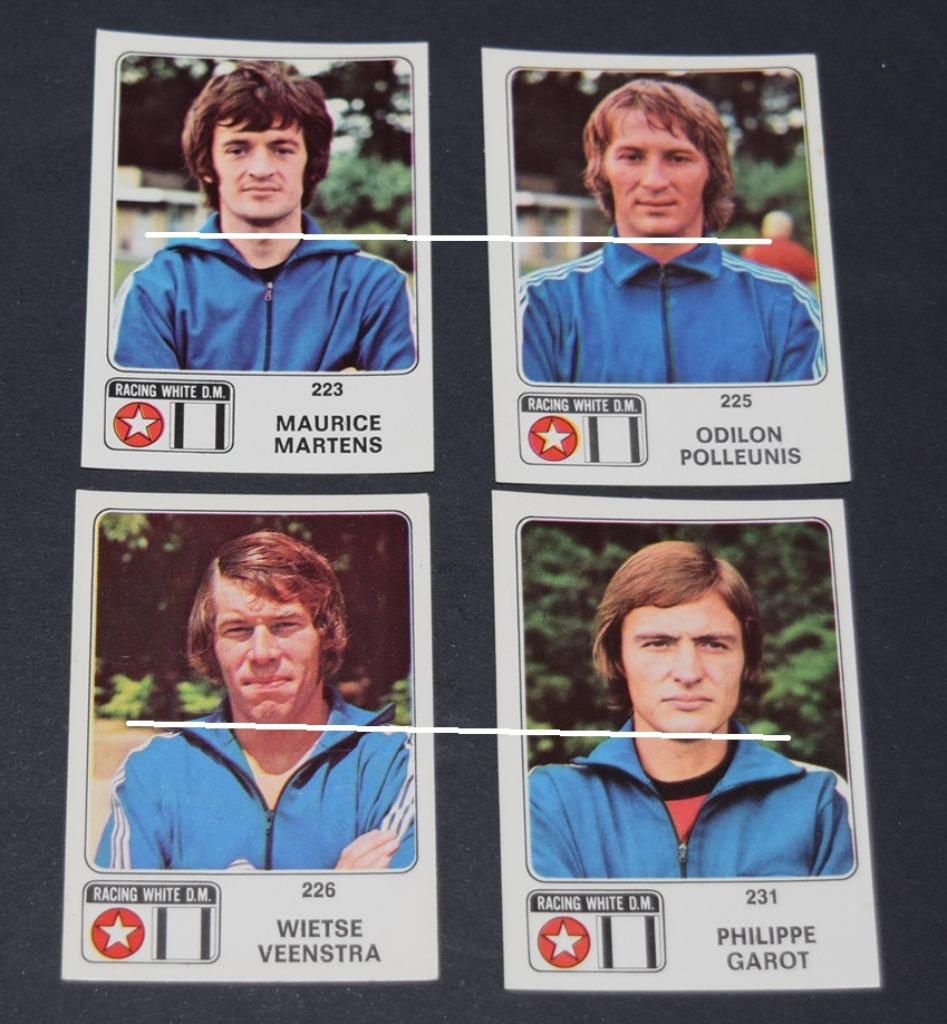 Panini Football 1973 - 74 / Racing White D.M. 4 stickers, Verzamelen, Verzenden, Zo goed als nieuw, Poster, Plaatje of Sticker